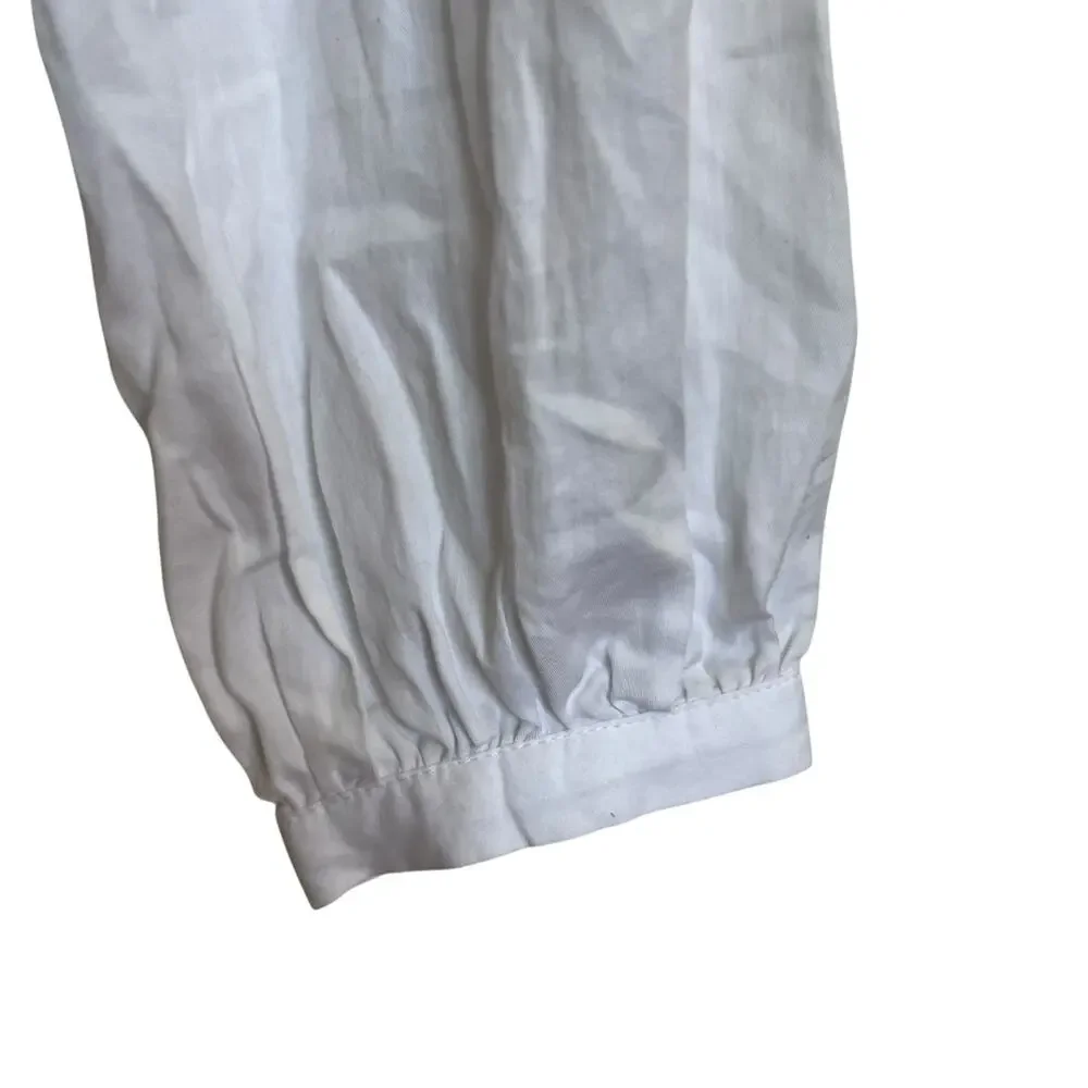 Zara Quilted Vest Layered Top White Flowy Blouse Cream Overlay Side Ties Office